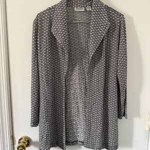 Chico's Black and White Geometric Open Cardigan